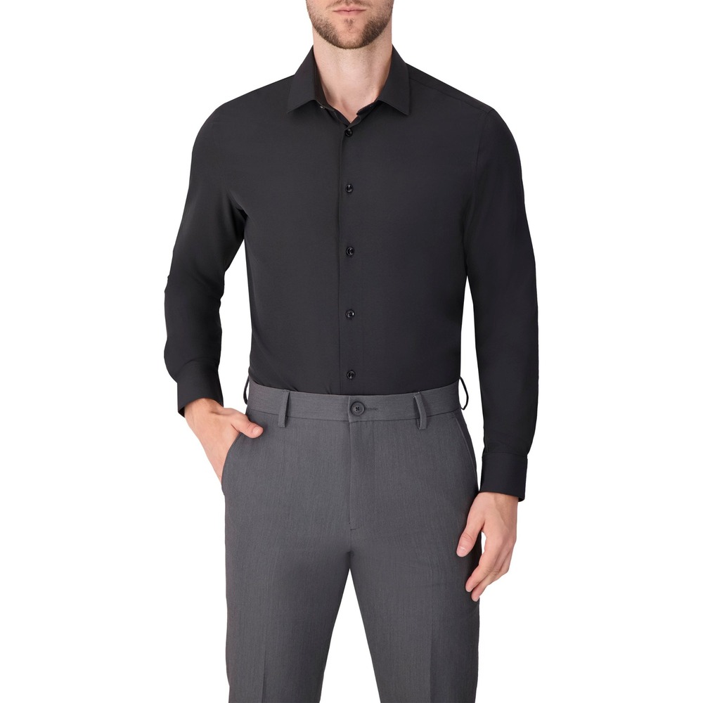 🆕️‎  - NWT Report Collection Men Black Stretch Wrinkle Resistant Dress Shirt L
